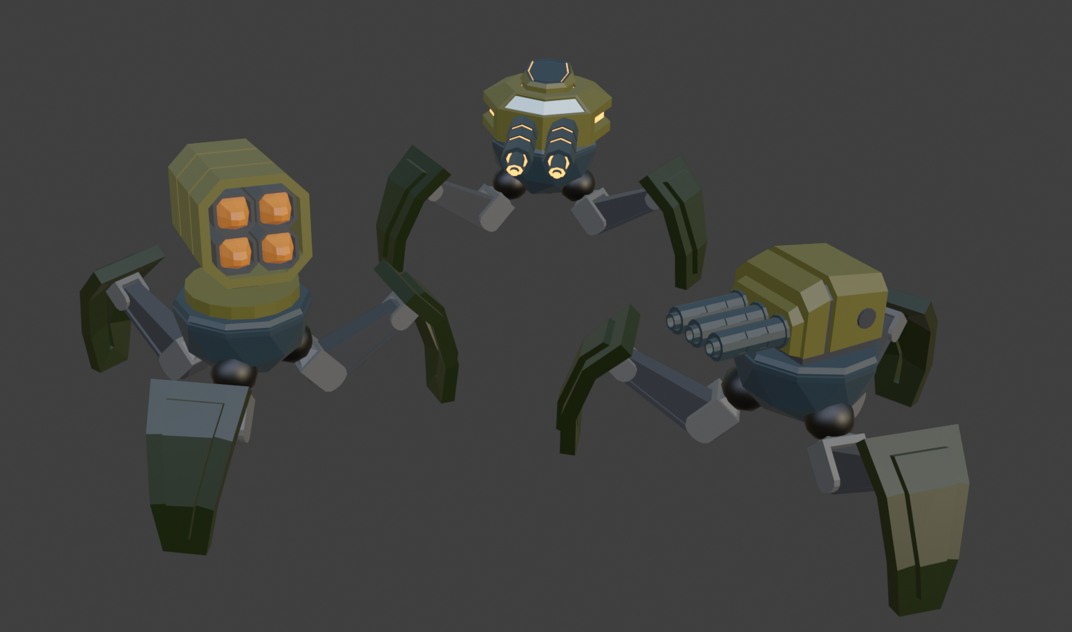 Low-poly robo models — 3D game asset models